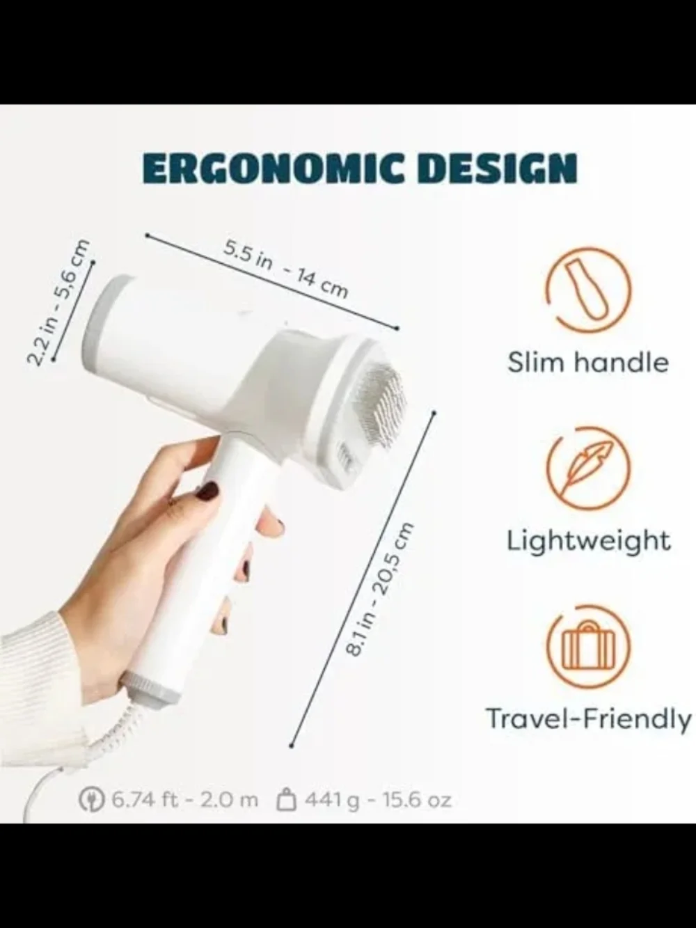Handheld White Pet Grooming Dryer with Brush Head